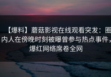 【爆料】蘑菇影视在线观看突发：圈内人在傍晚时刻被曝曾参与热点事件，爆红网络席卷全网