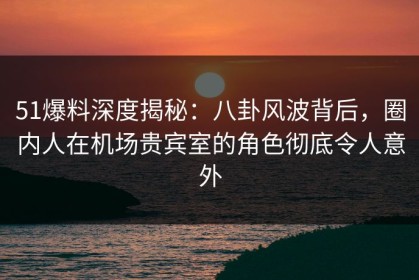 51爆料深度揭秘：八卦风波背后，圈内人在机场贵宾室的角色彻底令人意外