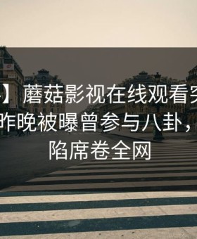 【爆料】蘑菇影视在线观看突发：圈内人在昨晚被曝曾参与八卦，瞬间沦陷席卷全网