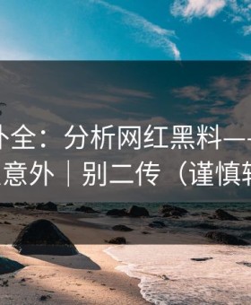 证据链补全：分析网红黑料——结论可能很意外｜别二传（谨慎转发）