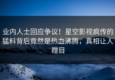 业内人士回应争议！星空影视疯传的猛料背后竟然是热血沸腾，真相让人瞠目