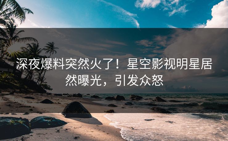 深夜爆料突然火了！星空影视明星居然曝光，引发众怒