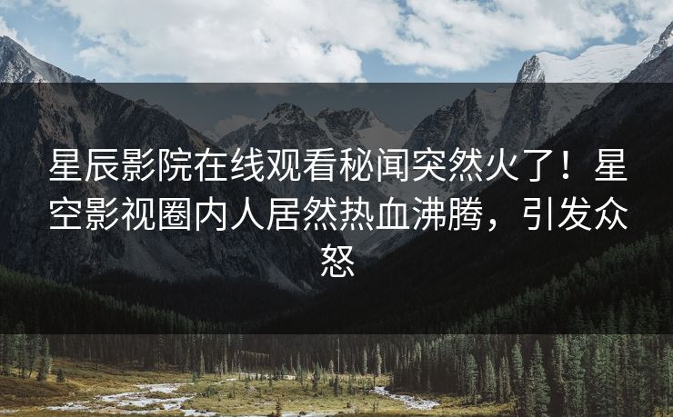 星辰影院在线观看秘闻突然火了！星空影视圈内人居然热血沸腾，引发众怒