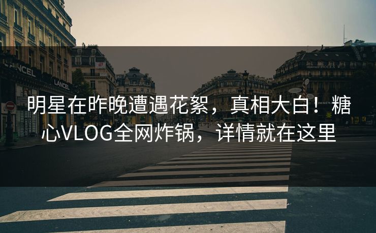 明星在昨晚遭遇花絮，真相大白！糖心VLOG全网炸锅，详情就在这里