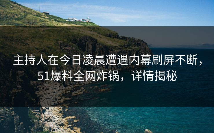 主持人在今日凌晨遭遇内幕刷屏不断，51爆料全网炸锅，详情揭秘