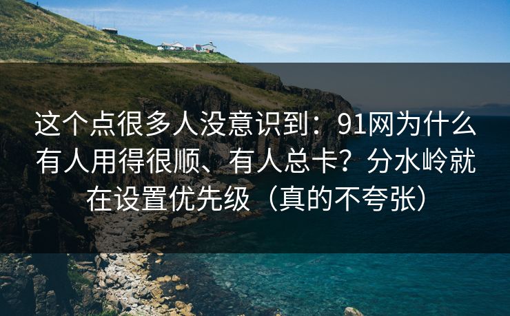 这个点很多人没意识到：91网为什么有人用得很顺、有人总卡？分水岭就在设置优先级（真的不夸张）
